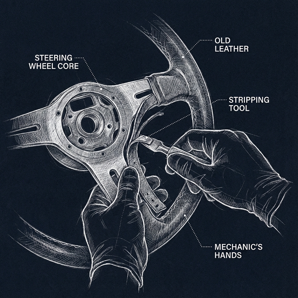 Stuurwiel strippen en voorbereiden