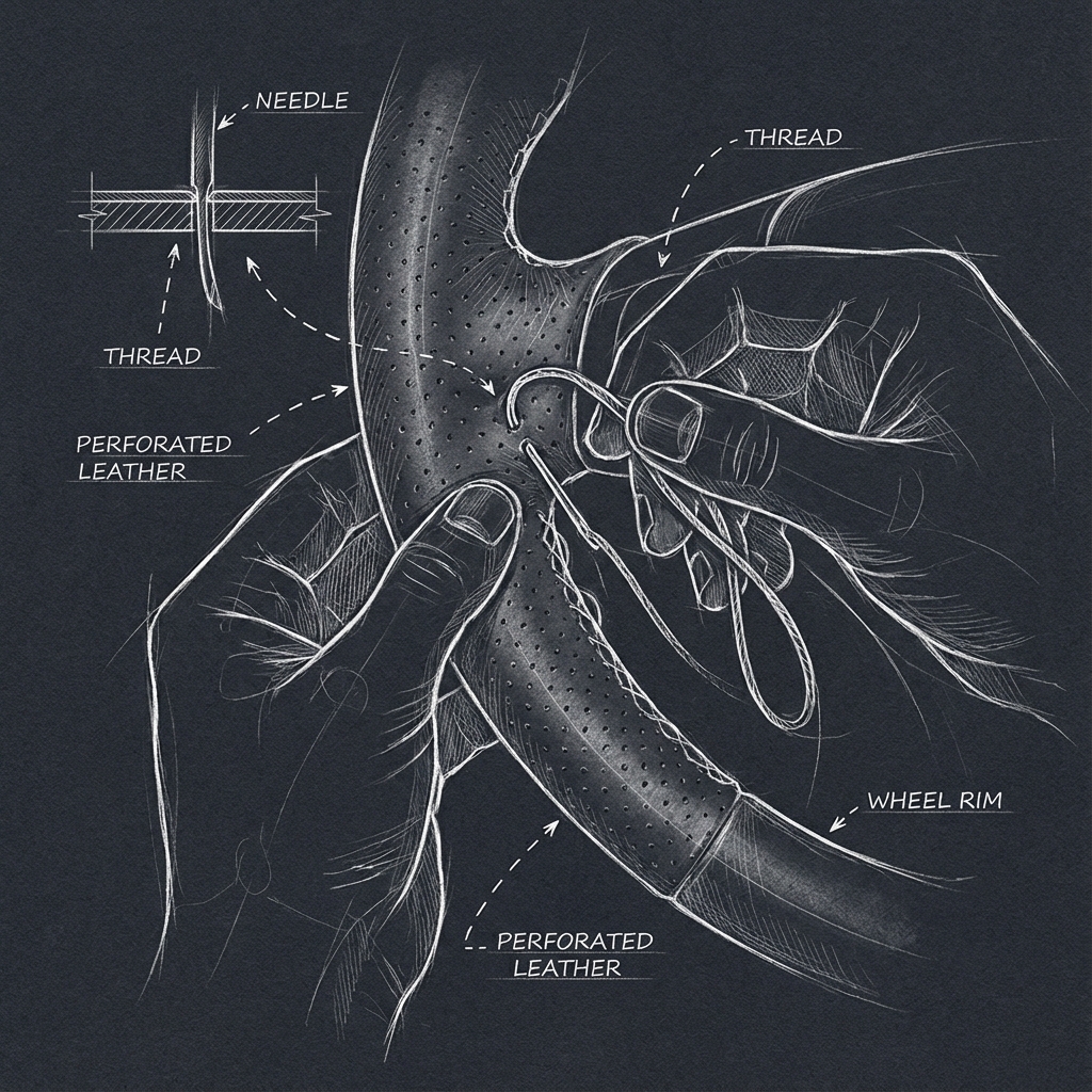 Stuurwiel handmatig stikken